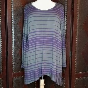 LOGO light greyish hunter green & Navy Blue Striped Long Sleeve …